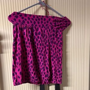 American Eagle Outfitters Pink and Dark Purple Animal-Print Strapless Top